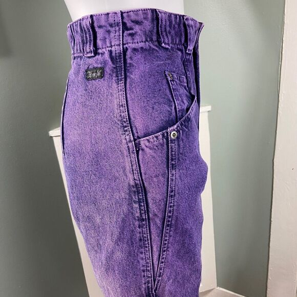Vintage 80s 90s Wrangler Silver Lake Acid Wash Purple Jeans Western Bareback 26" - Picture 6 of 12